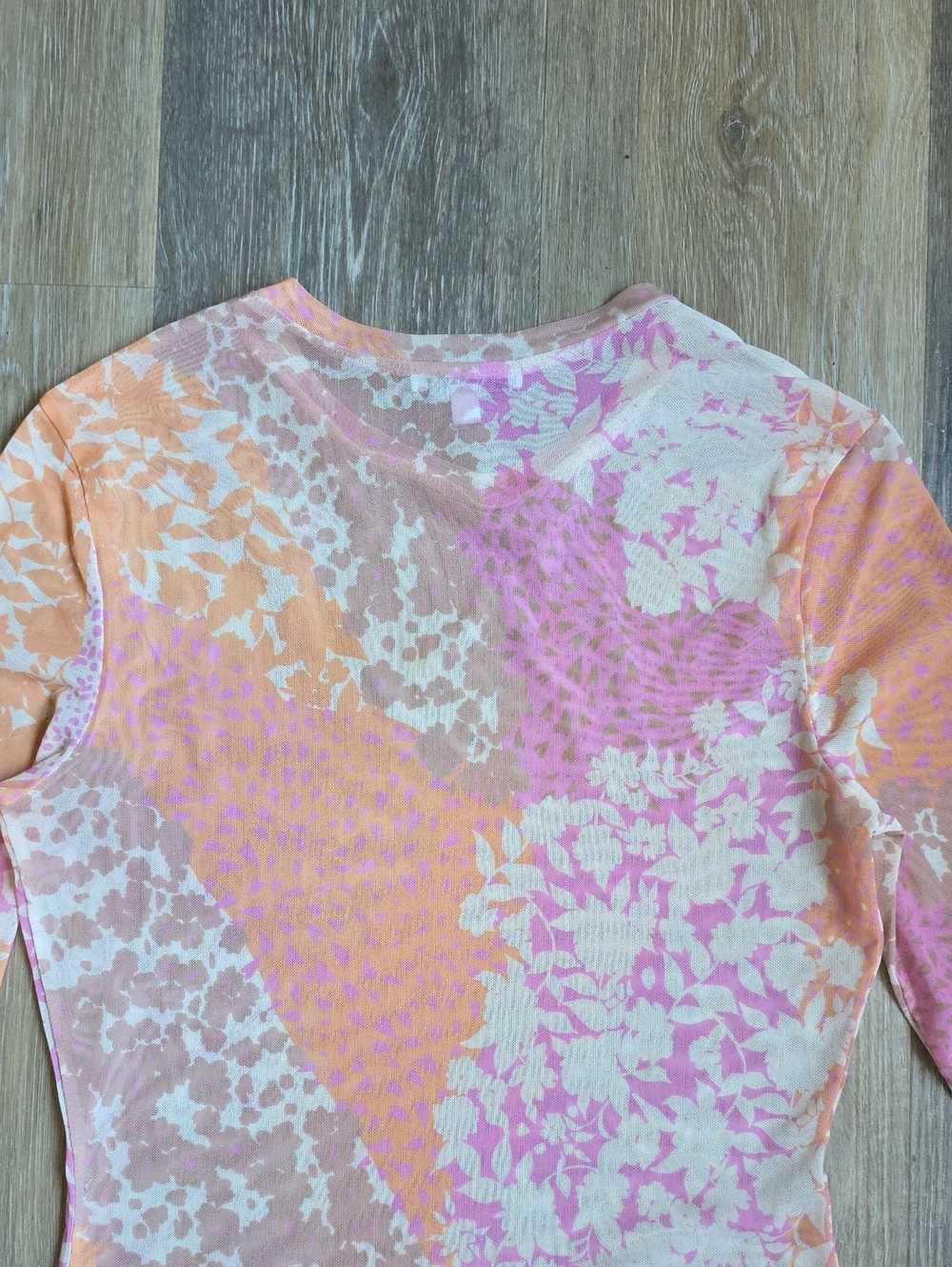 AFRM Sheer Mesh Long Sleeve Top in Pink and Peach - Picture 12 of 16